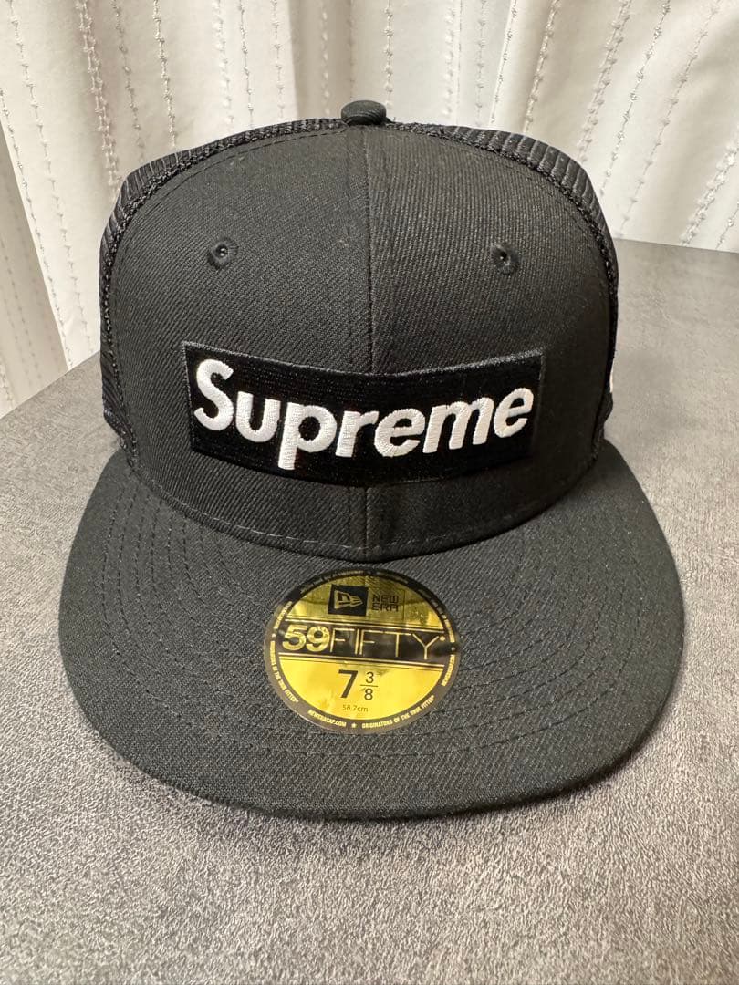 「美品」Supreme 59FIFTY ブラックキャップ 7 3/8