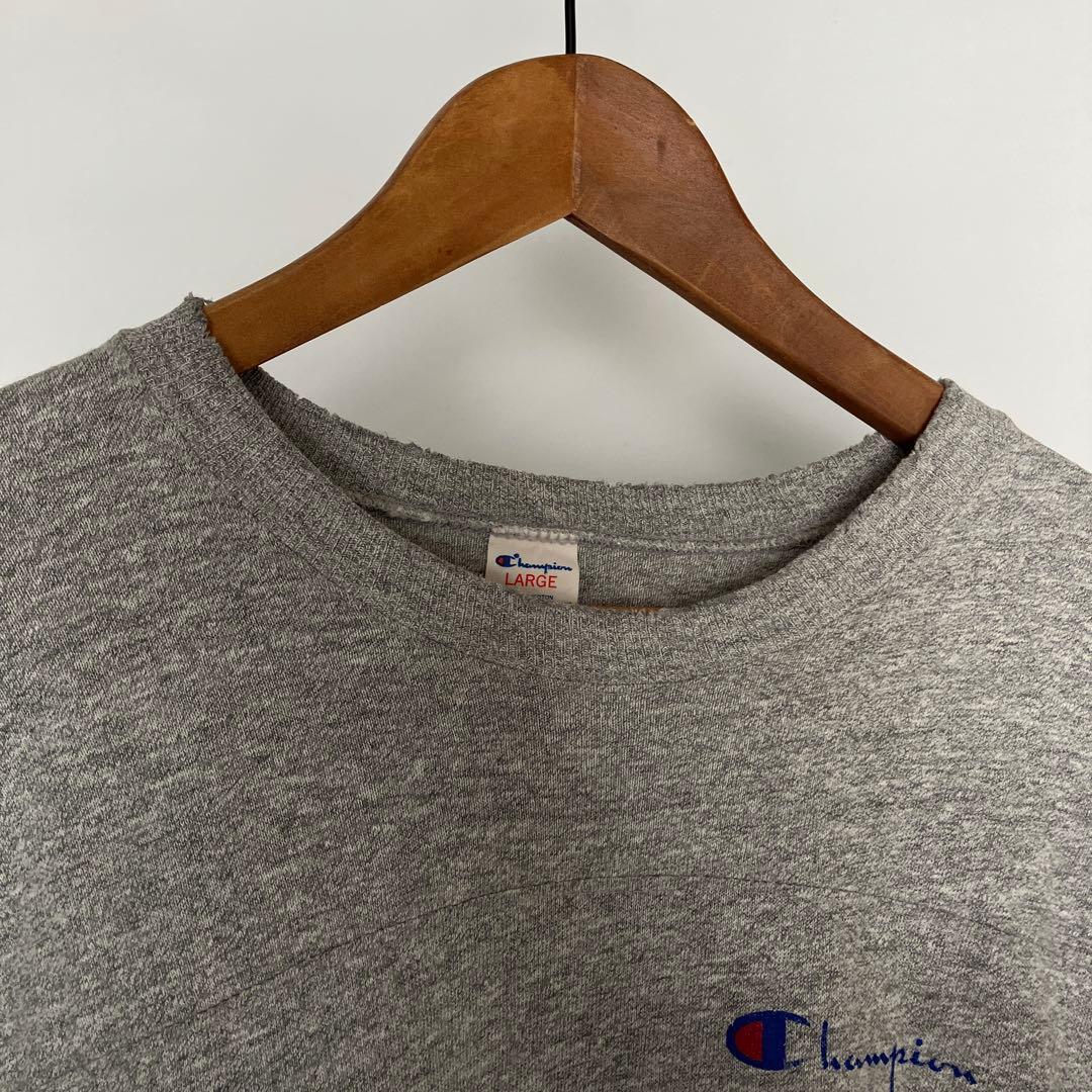 希少 80s トリコタグ チャンピオン フットボールTシャツ 霜降りグレー L