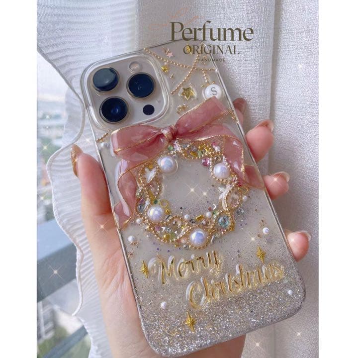 イニシャル&名入れ♡リボン✨パール ツリー⭐︎キラキラ iPhoneケース