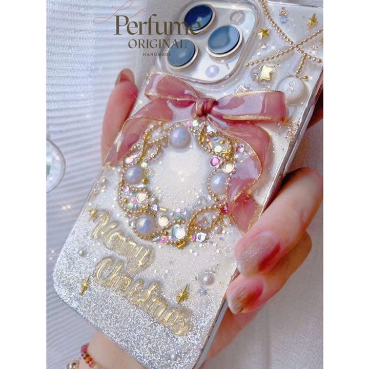 イニシャル&名入れ♡リボン✨パール ツリー⭐︎キラキラ iPhoneケース