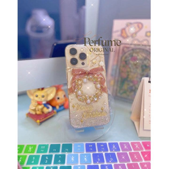 イニシャル&名入れ♡リボン✨パール ツリー⭐︎キラキラ iPhoneケース
