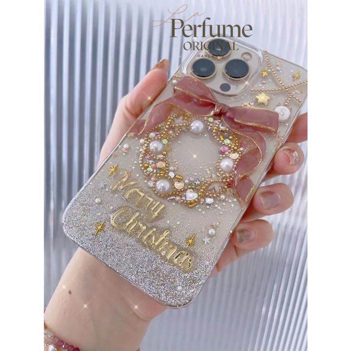 イニシャル&名入れ♡リボン✨パール ツリー⭐︎キラキラ iPhoneケース