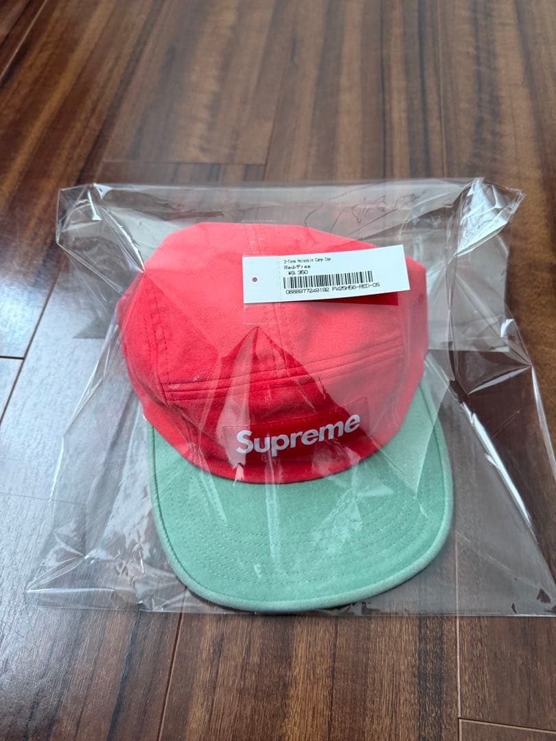 新品 Supreme 2-Tone Molskin Camp Cap 赤
