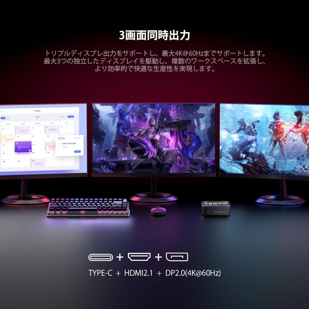 ミニPC Ryzen 7 7735HS 8コア/16スレッド 最大4.75GHz