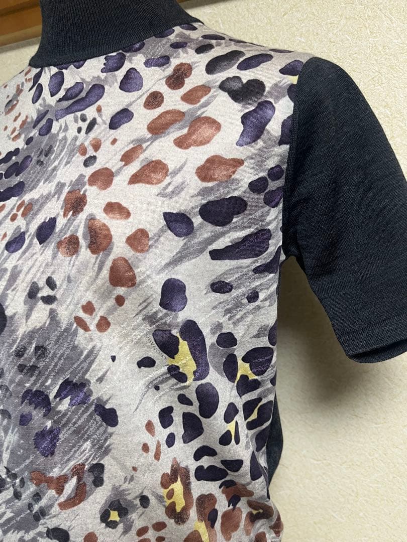 【美品】レオナール カーディガン 半袖カットソー花柄 パンジー風