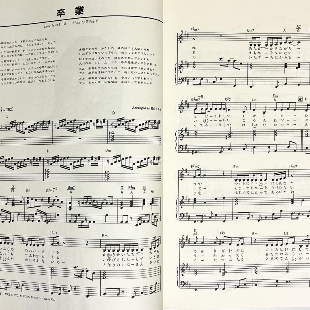 楽譜【斉藤由貴｜ベスト・ソングス】〜ピアノ弾き語り・全31曲掲載