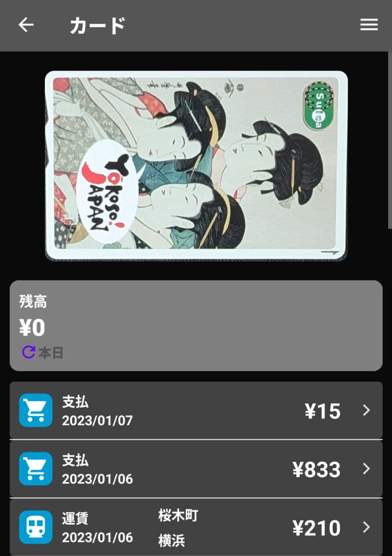限定SUICA 喜多川歌麿 寛政三美人 デポジットのみ