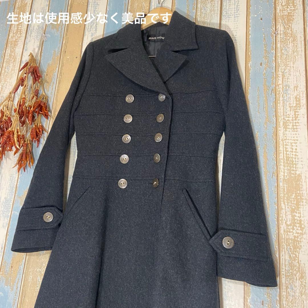 【PEACE NOW 】日本製　ロングコート　ダブルプレスト　ウール100% M