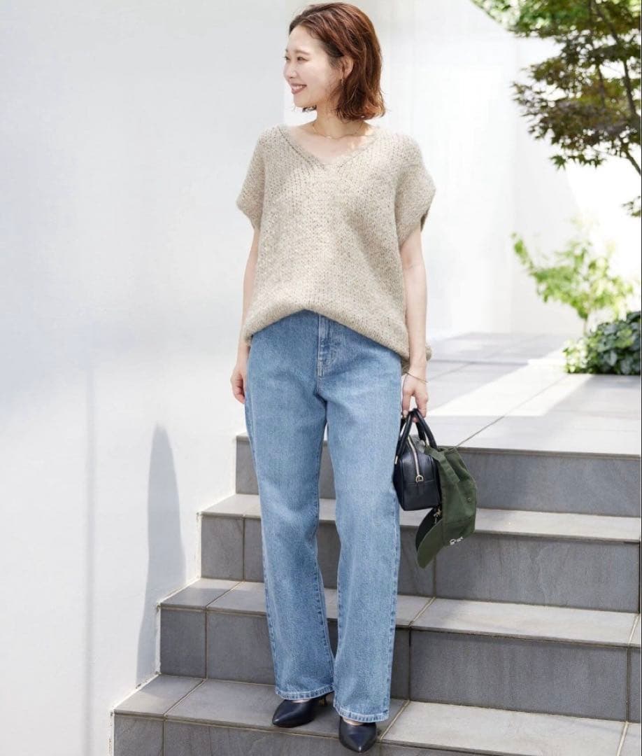 SLOBE IENA LE DENIMストレートパンツ 38 サックスブルー