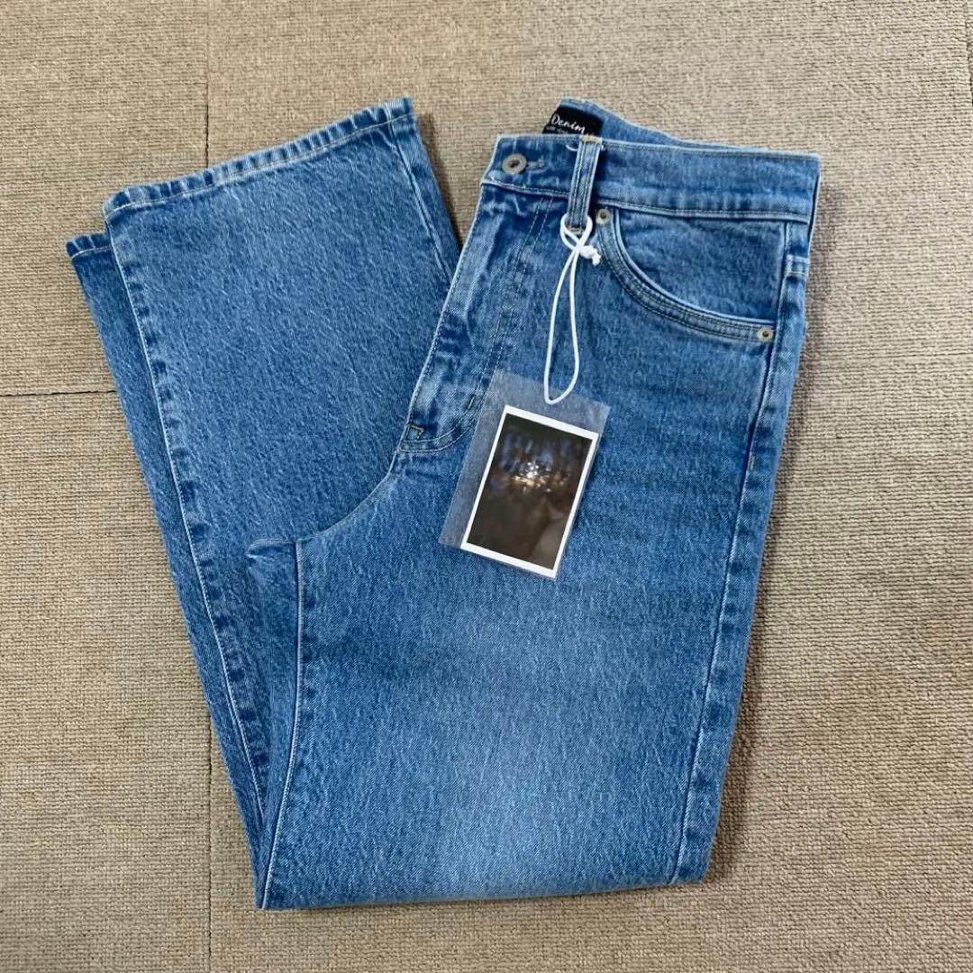 SLOBE IENA LE DENIMストレートパンツ 38 サックスブルー
