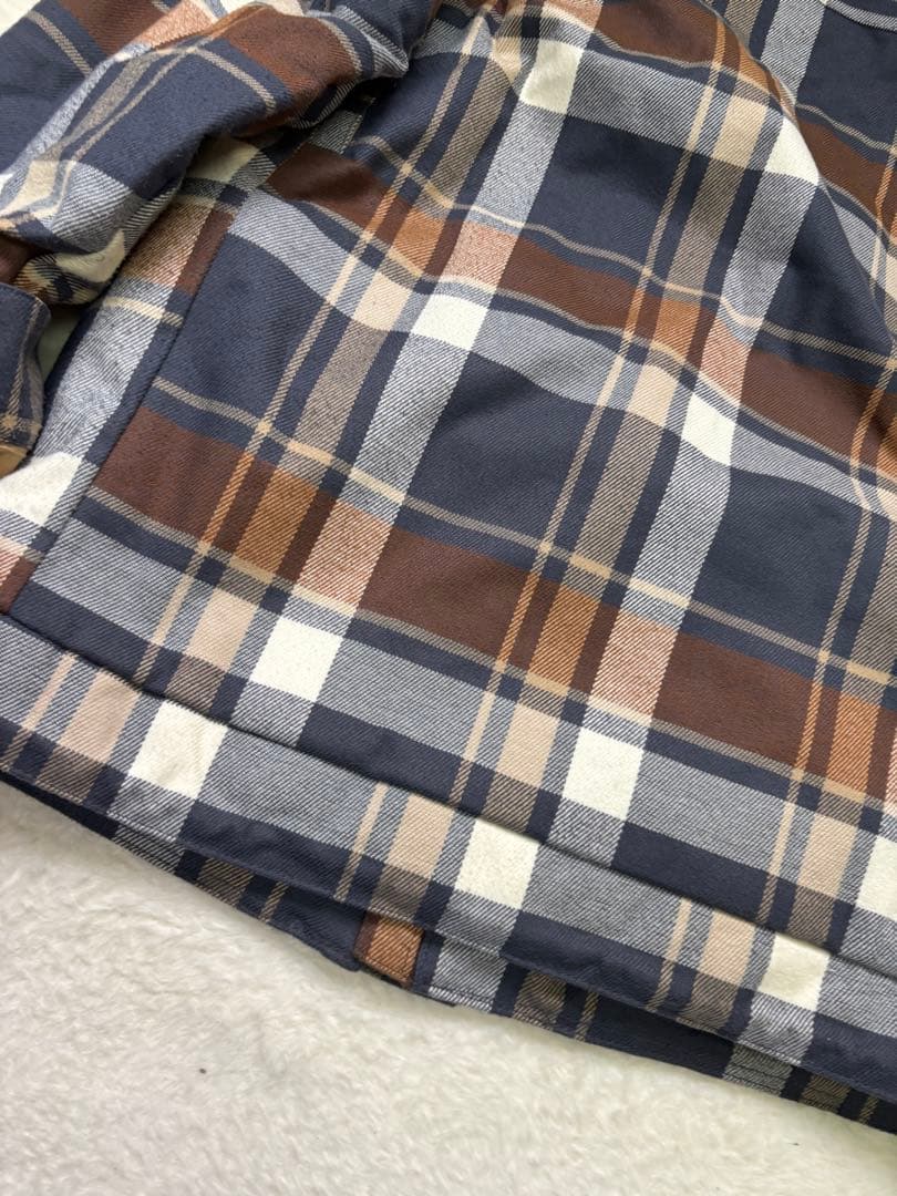 美品　BURTON チェック柄ジャケット ネイビー/ブラウン　ネルシャツ風