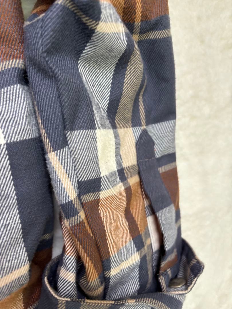 美品　BURTON チェック柄ジャケット ネイビー/ブラウン　ネルシャツ風