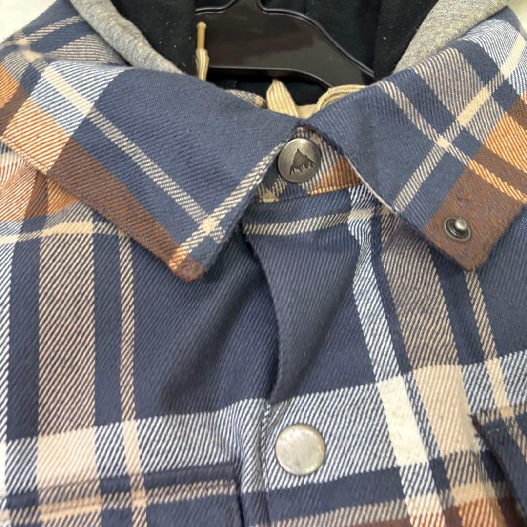 美品　BURTON チェック柄ジャケット ネイビー/ブラウン　ネルシャツ風