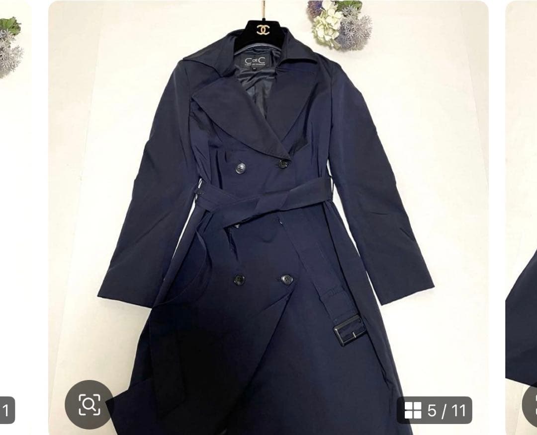 【新品同様】【25AW】クードシャンス トレンチコート サイズ34ネイビー撥水