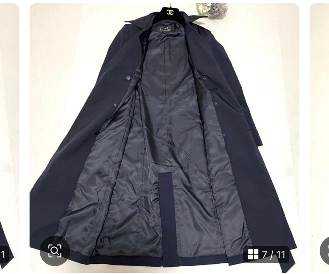 【新品同様】【25AW】クードシャンス トレンチコート サイズ34ネイビー撥水