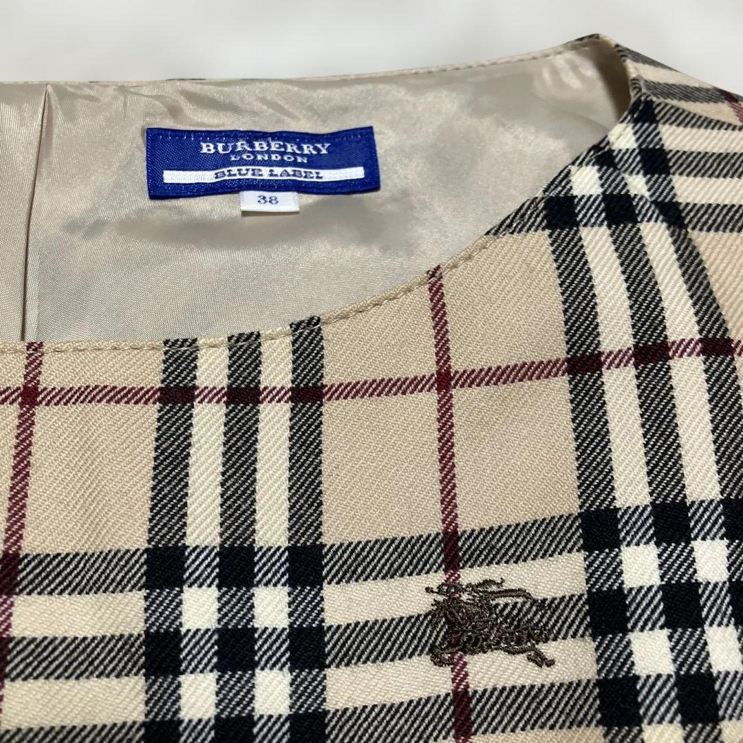 美品 ノバチェック バーバリーブルーレーベル ワンピ38