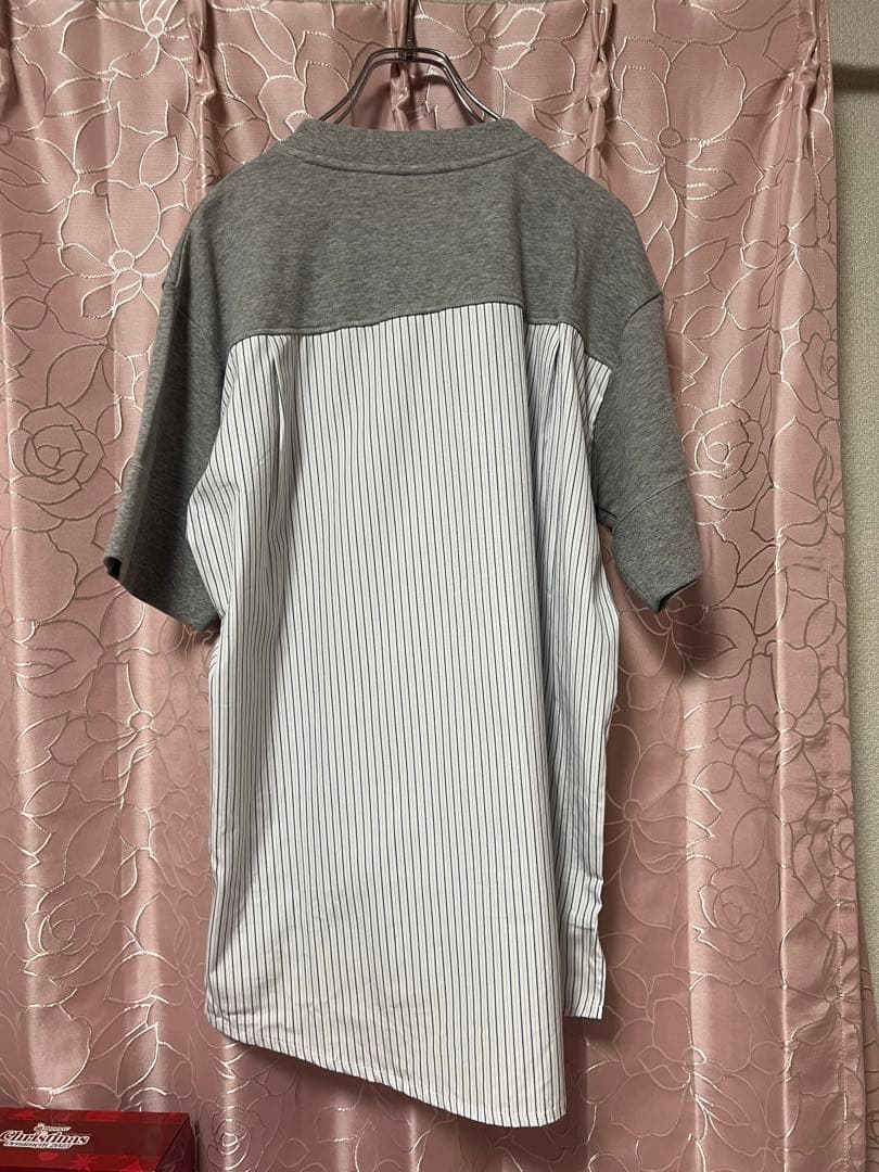 ドッキングTシャツ ストライプシャツ　【ベータメン コムサ】 グレー M 日本製