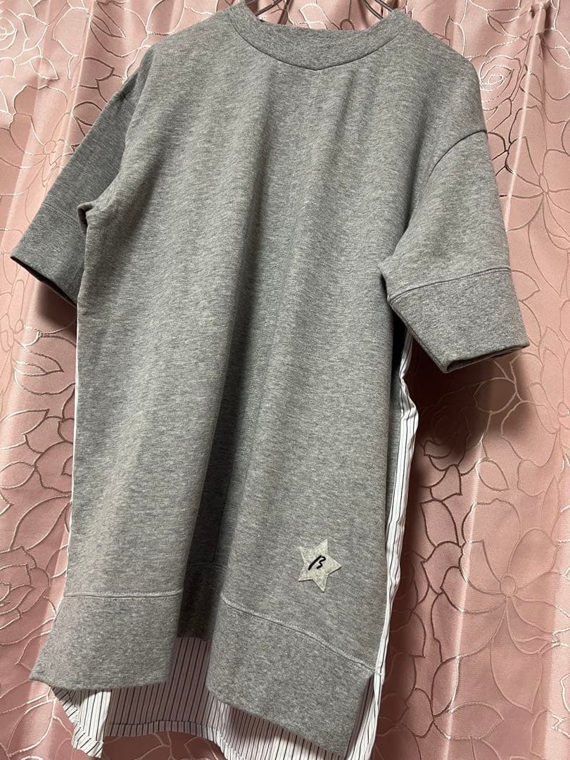 ドッキングTシャツ ストライプシャツ　【ベータメン コムサ】 グレー M 日本製