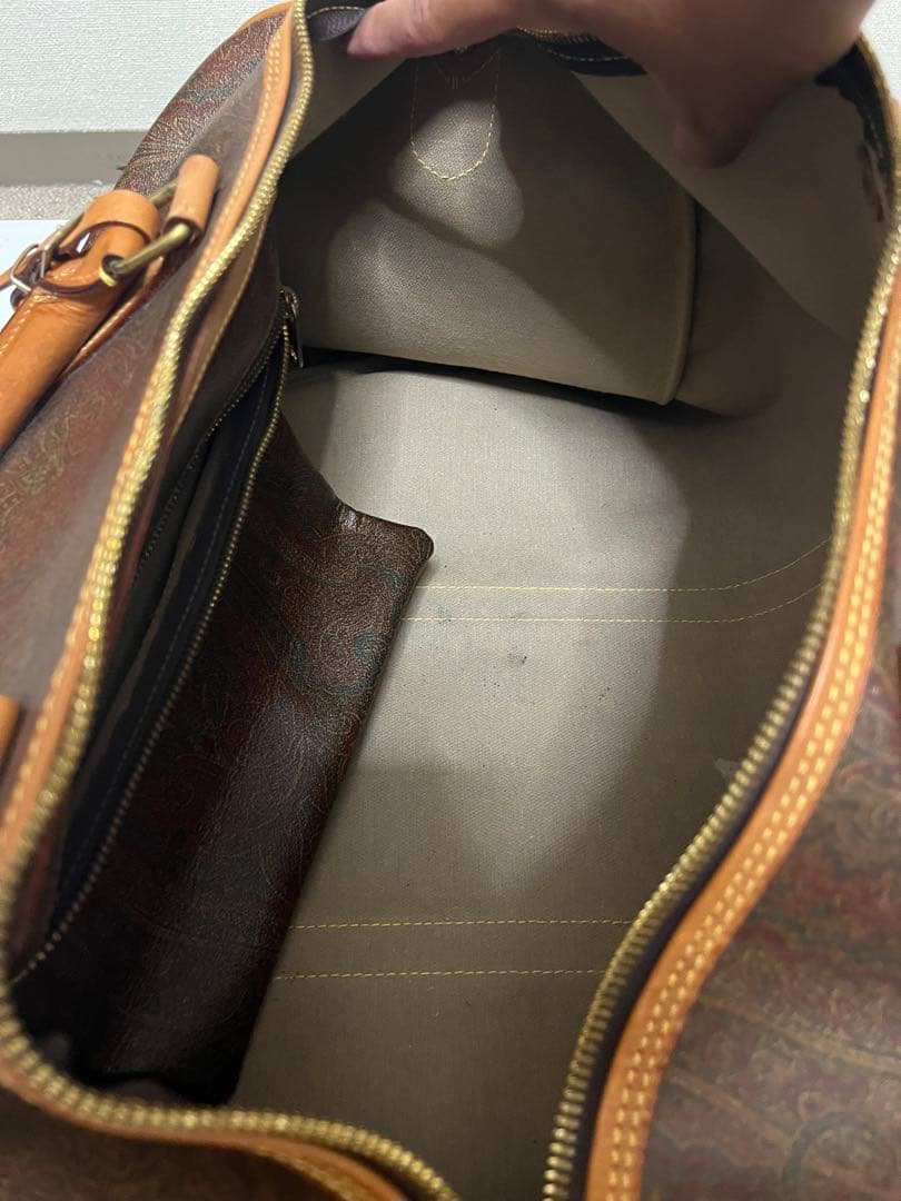 ETRO エトロ ブラウン レザー ボストンバッグ