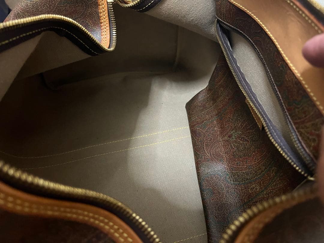 ETRO エトロ ブラウン レザー ボストンバッグ
