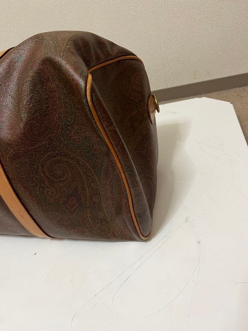 ETRO エトロ ブラウン レザー ボストンバッグ