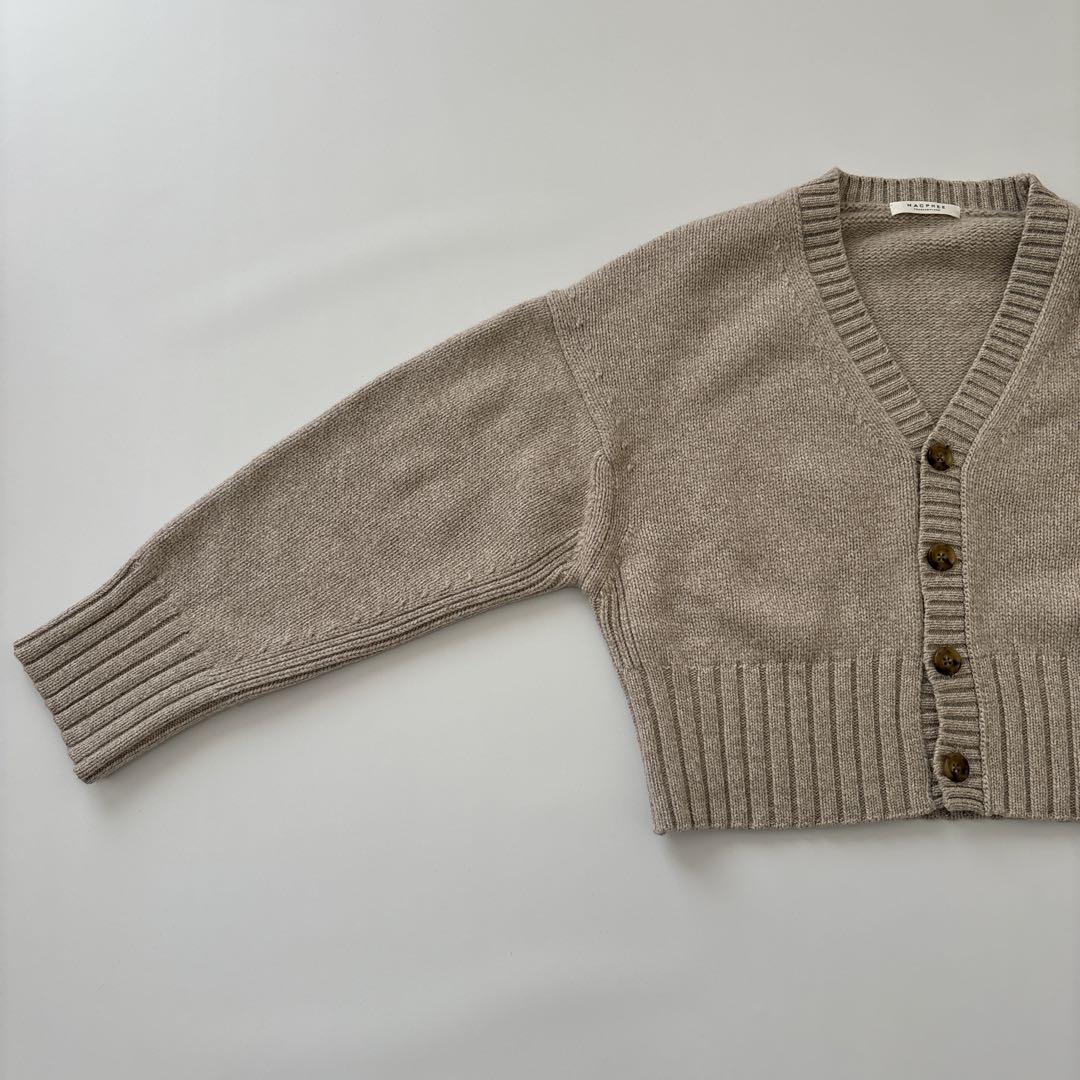 美品　トゥモローランド　ドロップショルダー　ショート丈　ベージュ カーディガンF