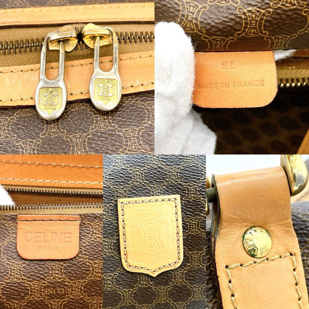 【CELINE】2wayバッグ　ボストンバッグ　マカダム柄　ゴールド金具　PVC