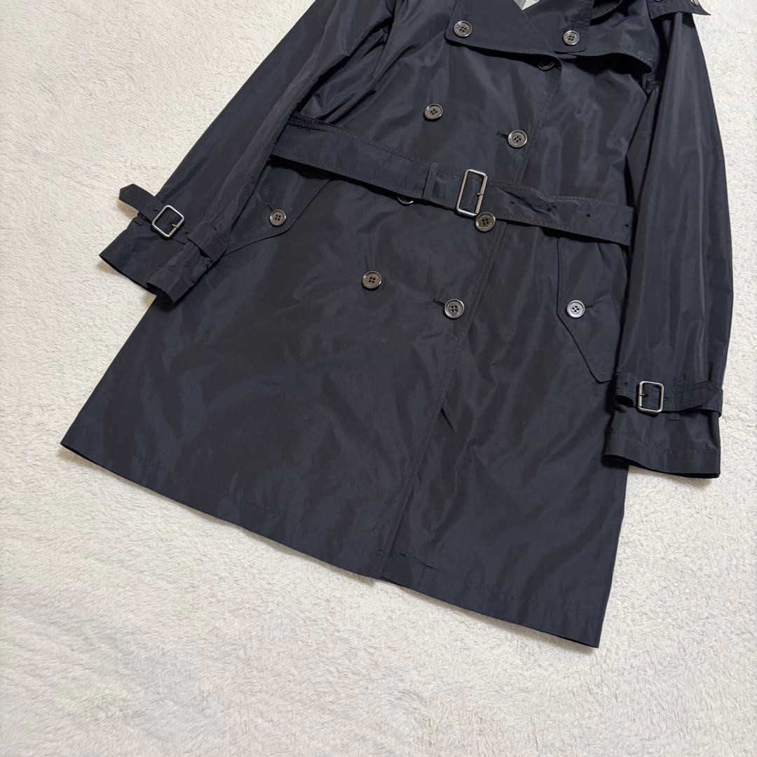 美品 バーバリー フーデット トレンチコート ポリエステル ブラック サイズ L