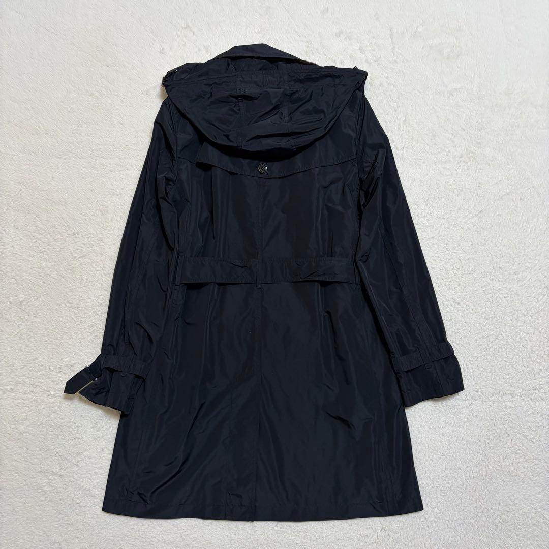 美品 バーバリー フーデット トレンチコート ポリエステル ブラック サイズ L