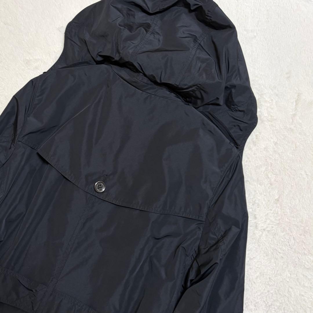 美品 バーバリー フーデット トレンチコート ポリエステル ブラック サイズ L
