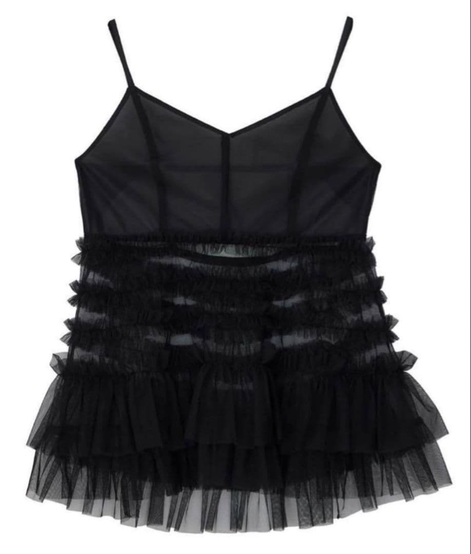 アメリ ヴィンテージ BLACK TULLE RAFFLE CAMI TOP