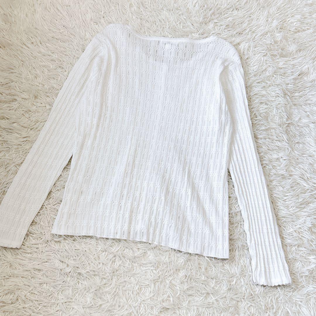 爽やか✨Courreges ポイントロゴ アンサンブル ニット 白 11 透かし