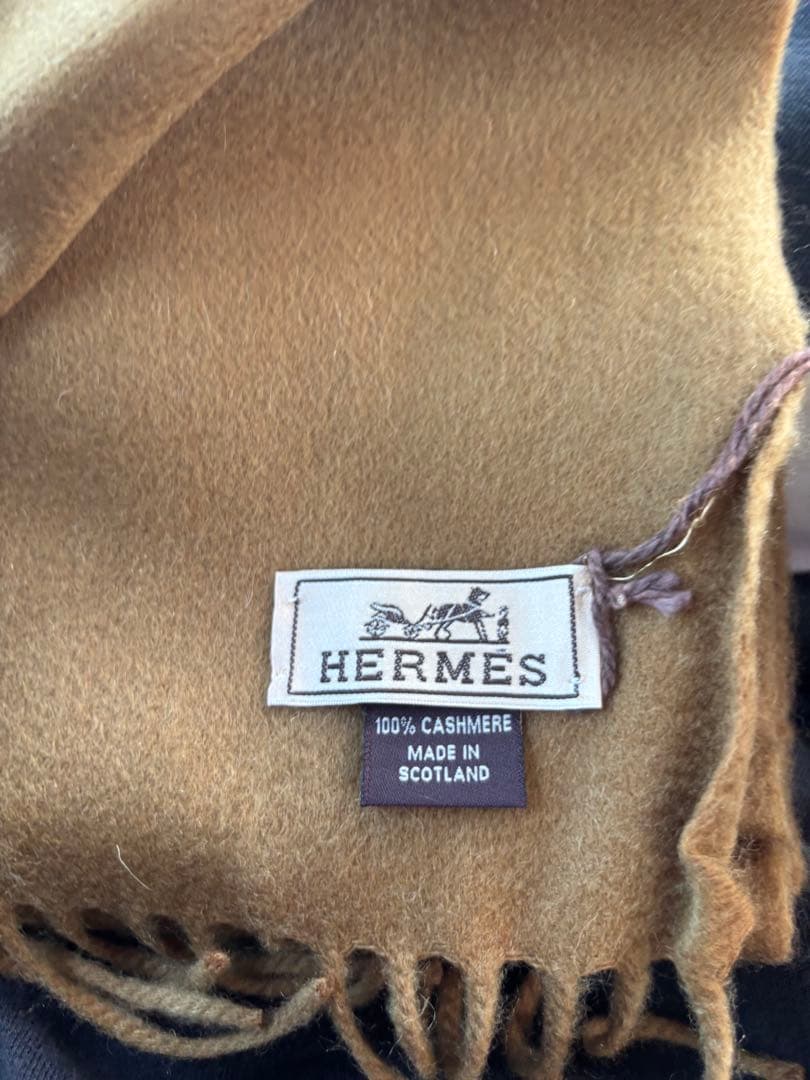 HERMES 100%カシミヤ マフラー 150cm x 40cm