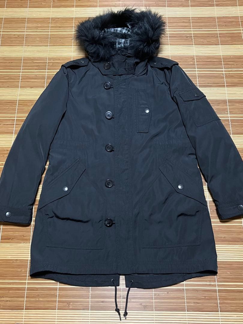 【極上品】BURBERRY 多機能 コート 黒 LL バーバリー モッズ