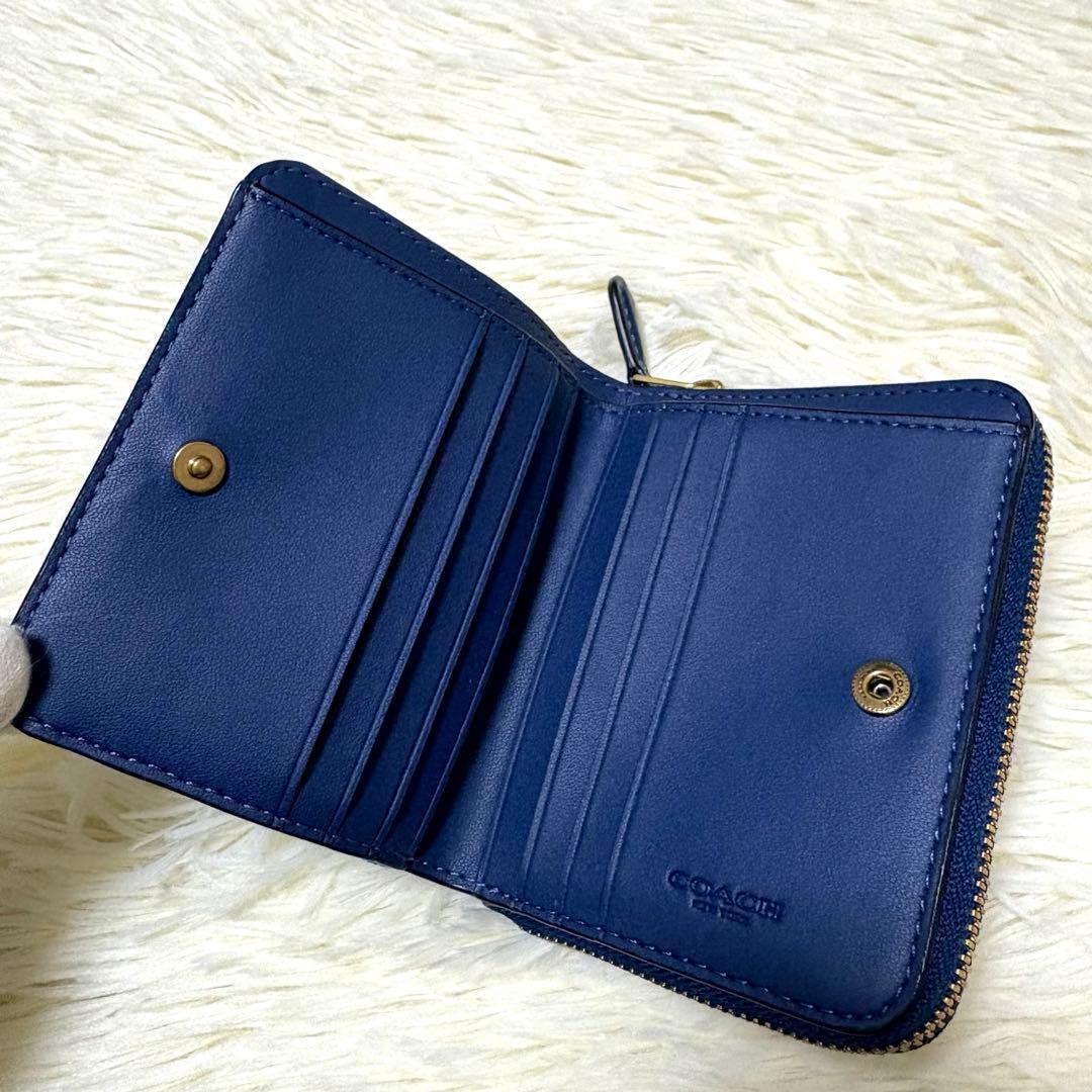 極美品 COACH　財布　デニム　ブルー　ビルフォード　ウォレット cロゴ 近年