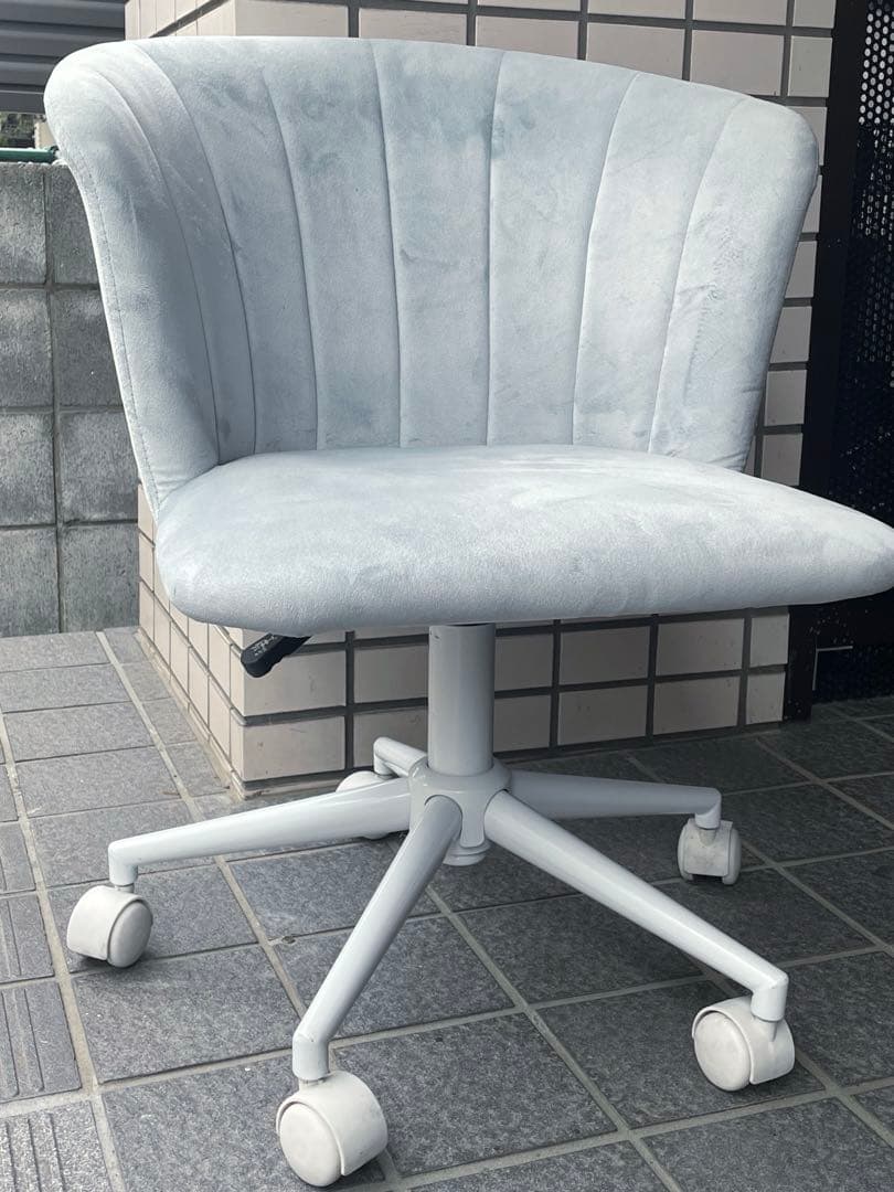 貝殻モチーフ マーメイド風 貝殻 水色サックス デスクチェア ハイバック グレー
