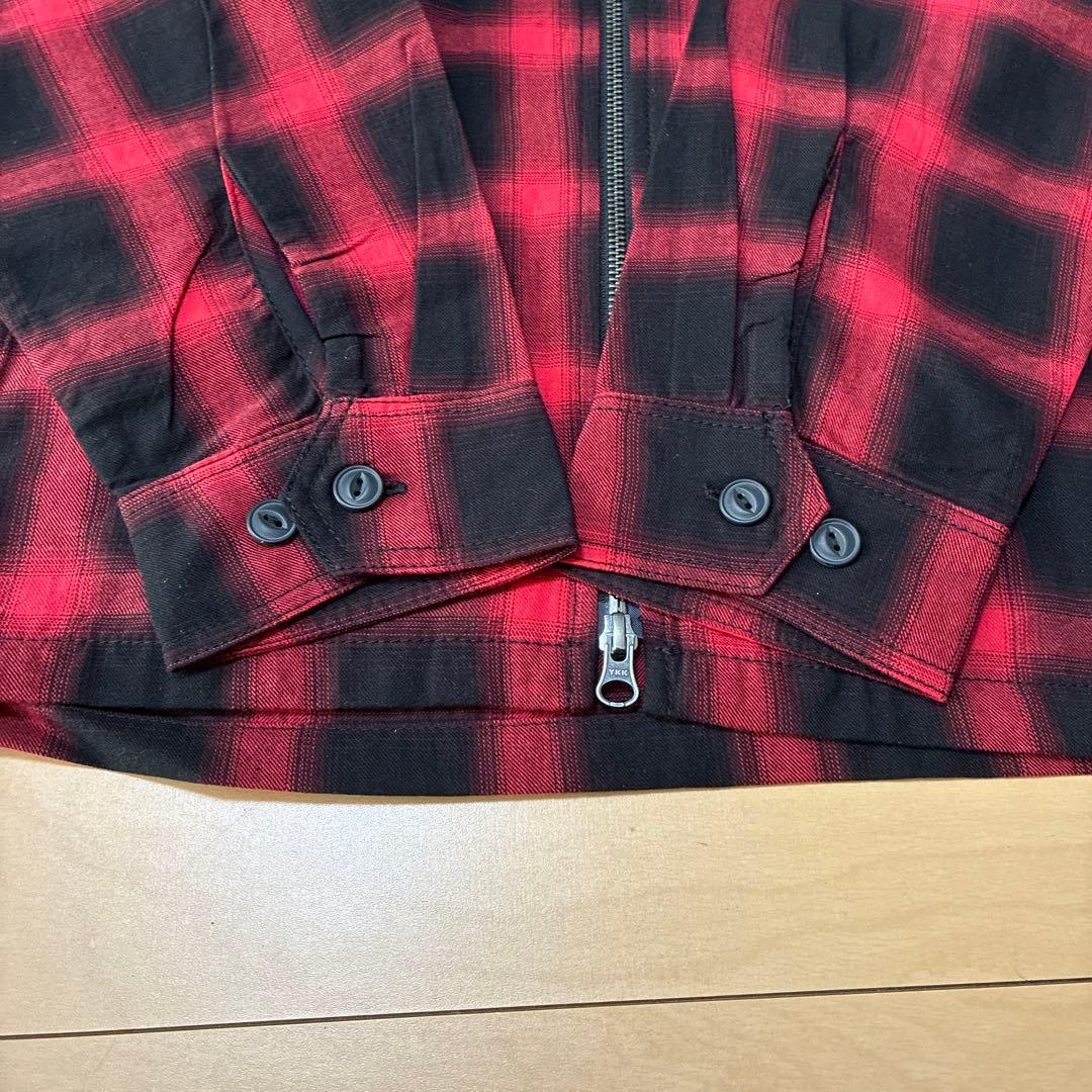 新品 VANSON ノーカラー フルジップジャケット XL 黒X赤 ブロック