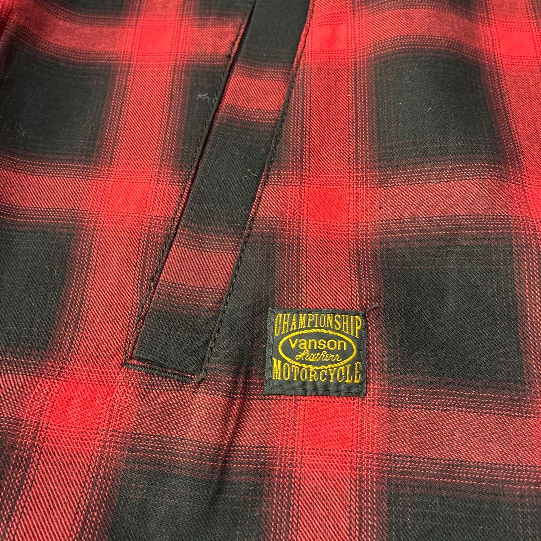 新品 VANSON ノーカラー フルジップジャケット XL 黒X赤 ブロック