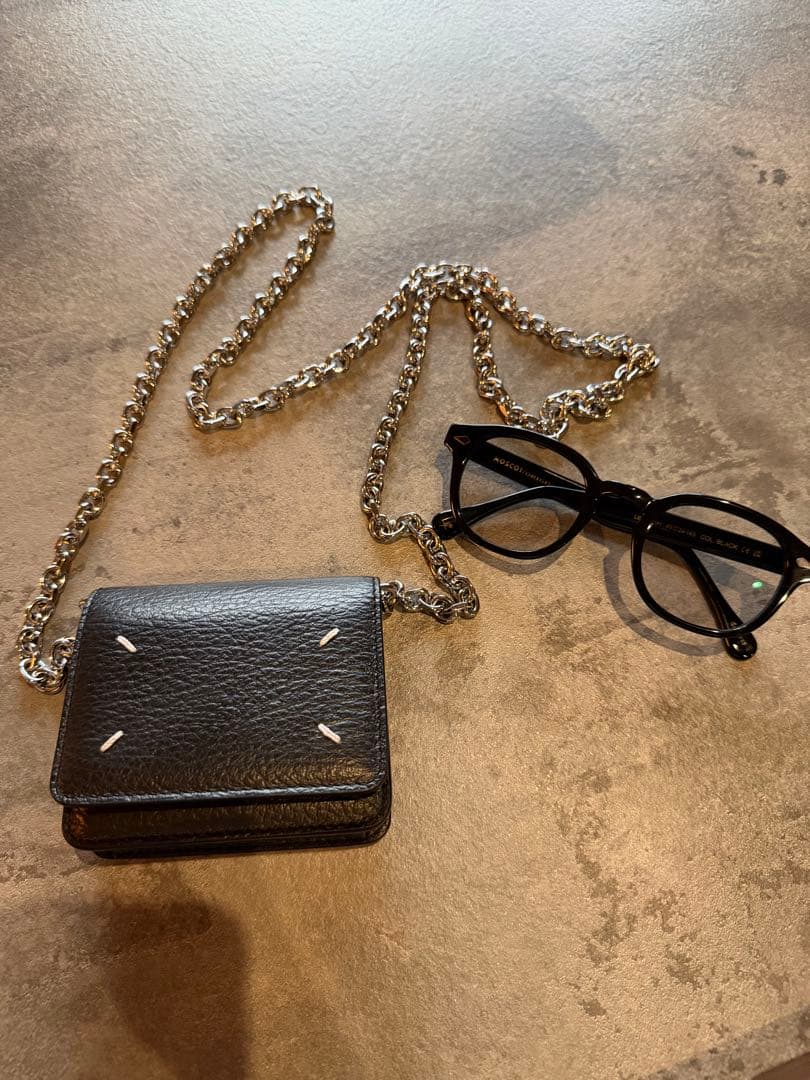 Maison Margiela 黒 レザー チェーンウォレット