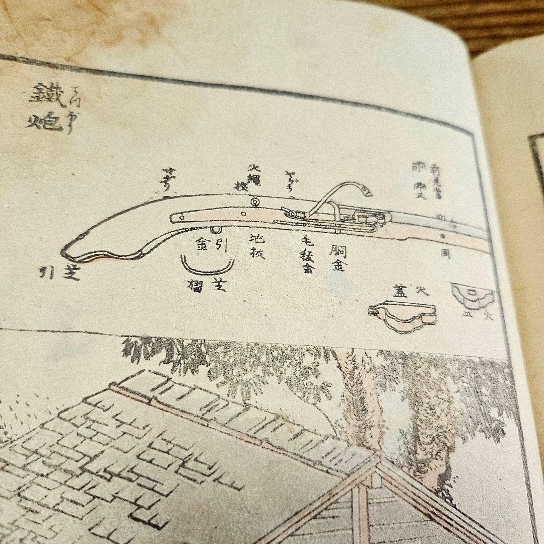 to9555 古い和本 葛飾北斎 『北斎漫画 六編』 木版画 浮世絵 古書古文書