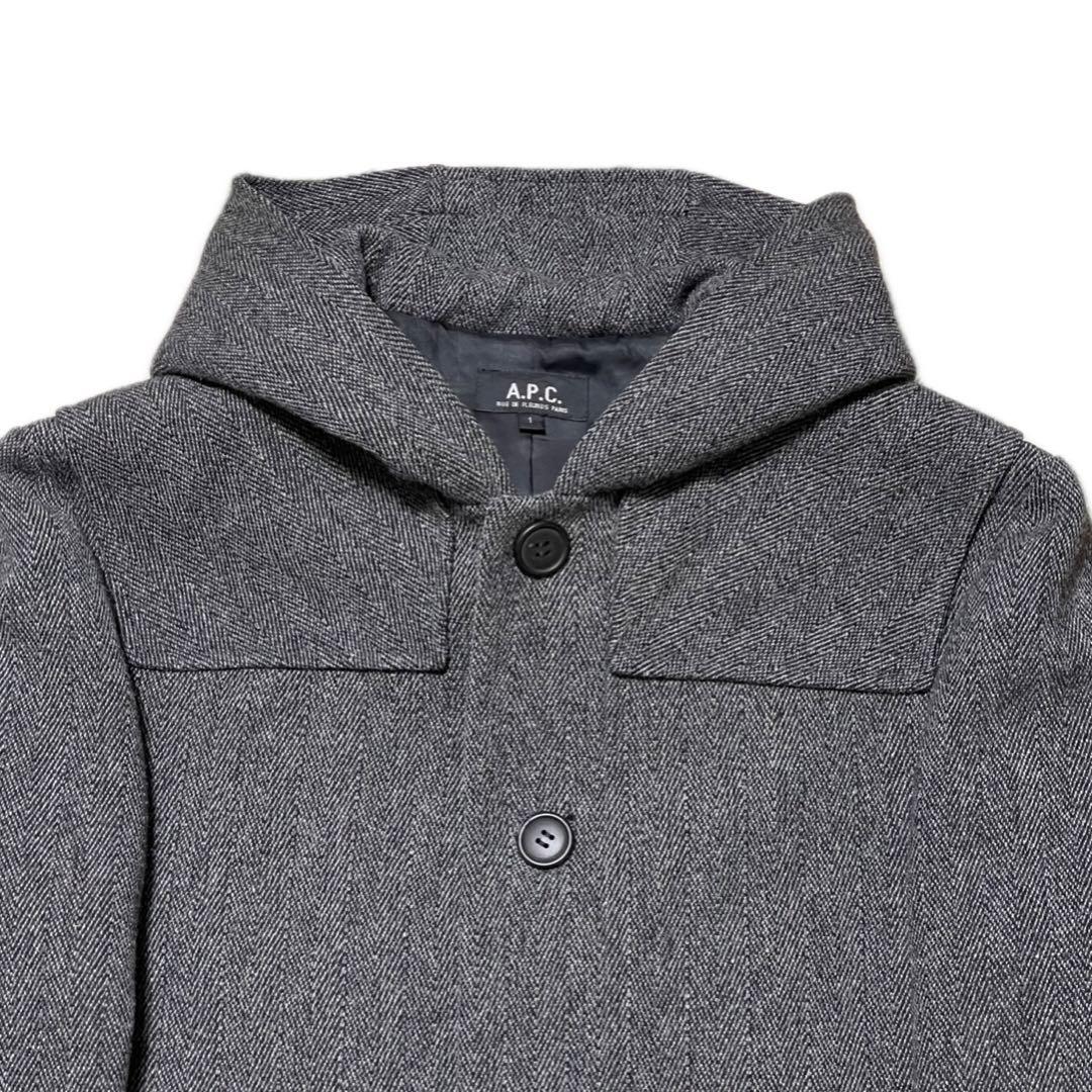 A.P.C. フランス製 フード付きコート ヘリンボーン