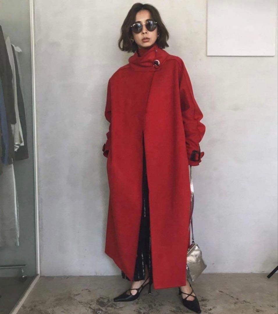 ジャケット・アウター Ameri vintage WRAP COLLAR COAT RED