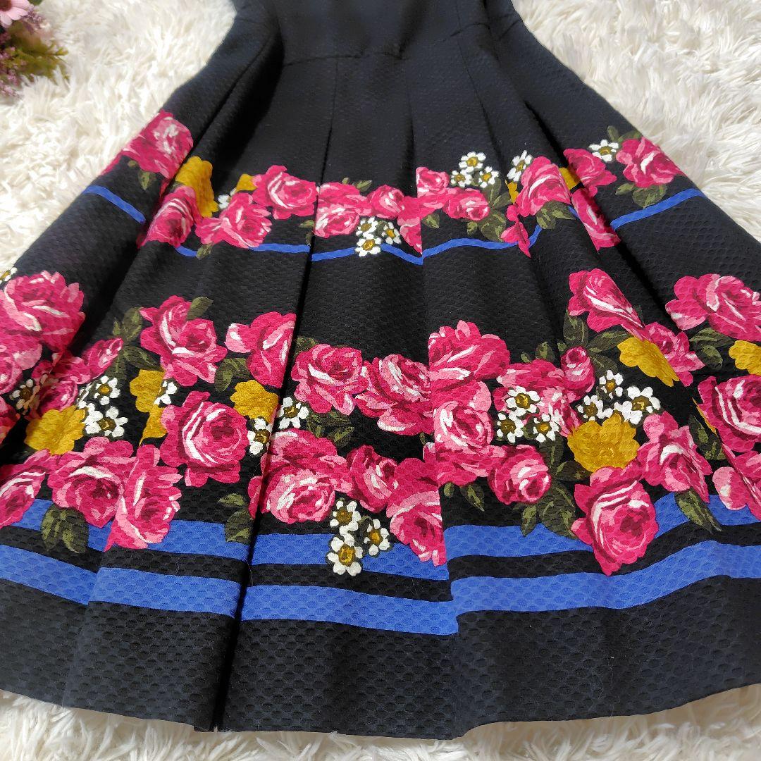 【美品♡希少40】エムズグレイシー　コットンフラワーフレアワンピース Aライン