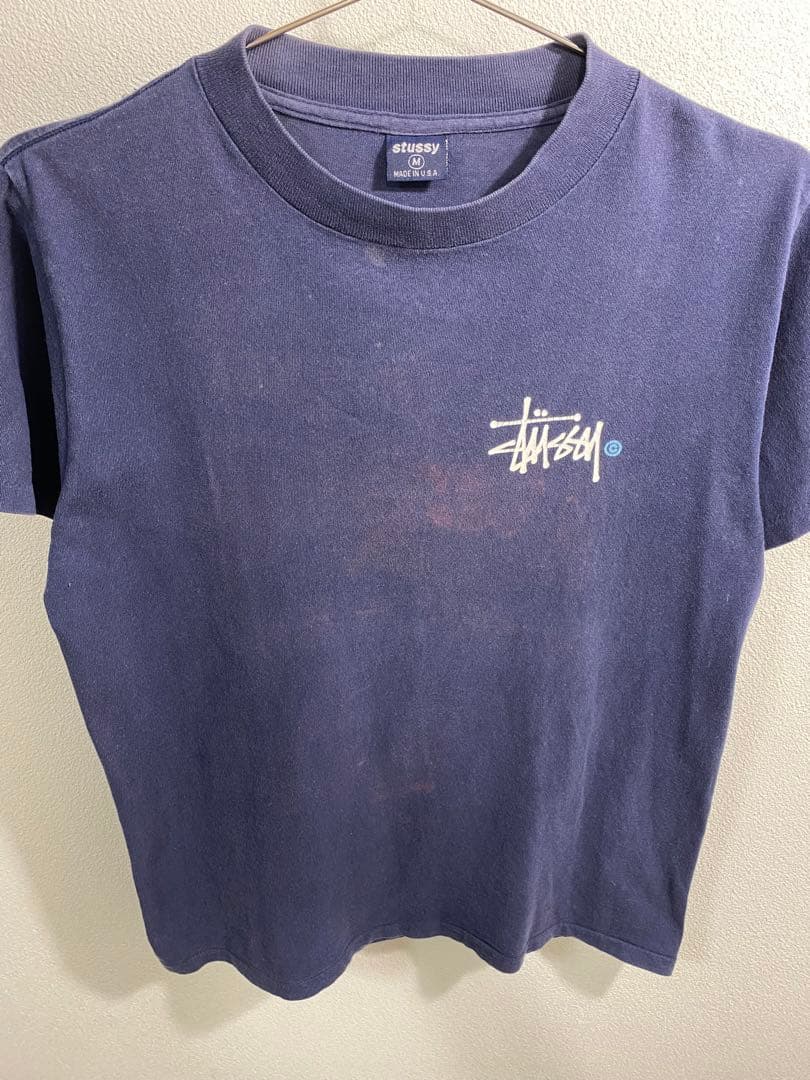 STUSSY 90's バックプリント Tシャツ ネイビー