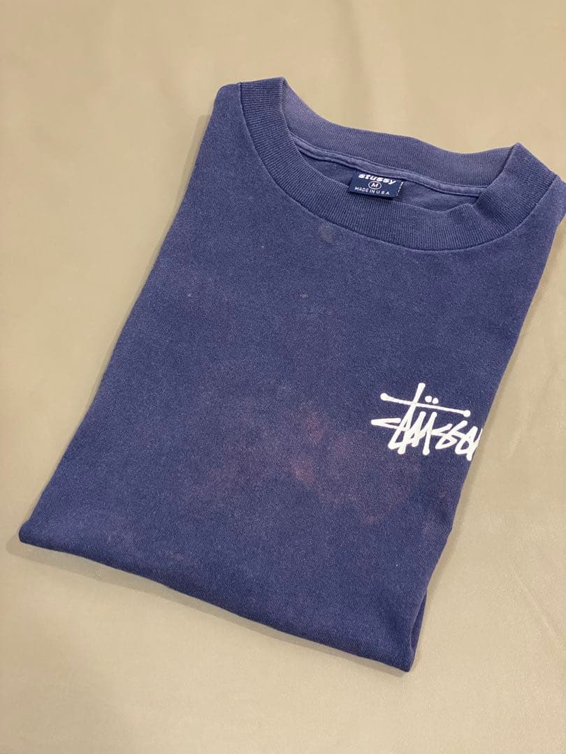 STUSSY 90's バックプリント Tシャツ ネイビー