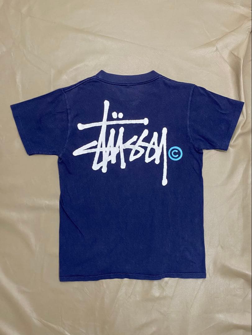 STUSSY 90's バックプリント Tシャツ ネイビー