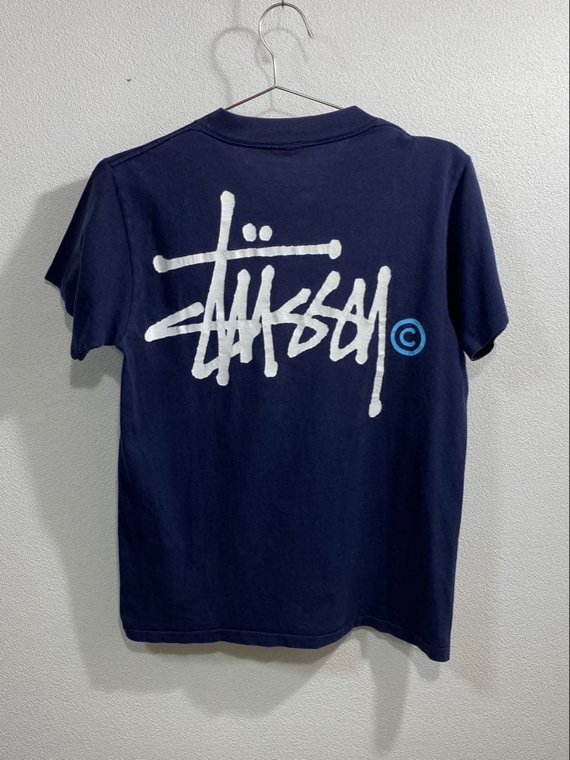 STUSSY 90's バックプリント Tシャツ ネイビー