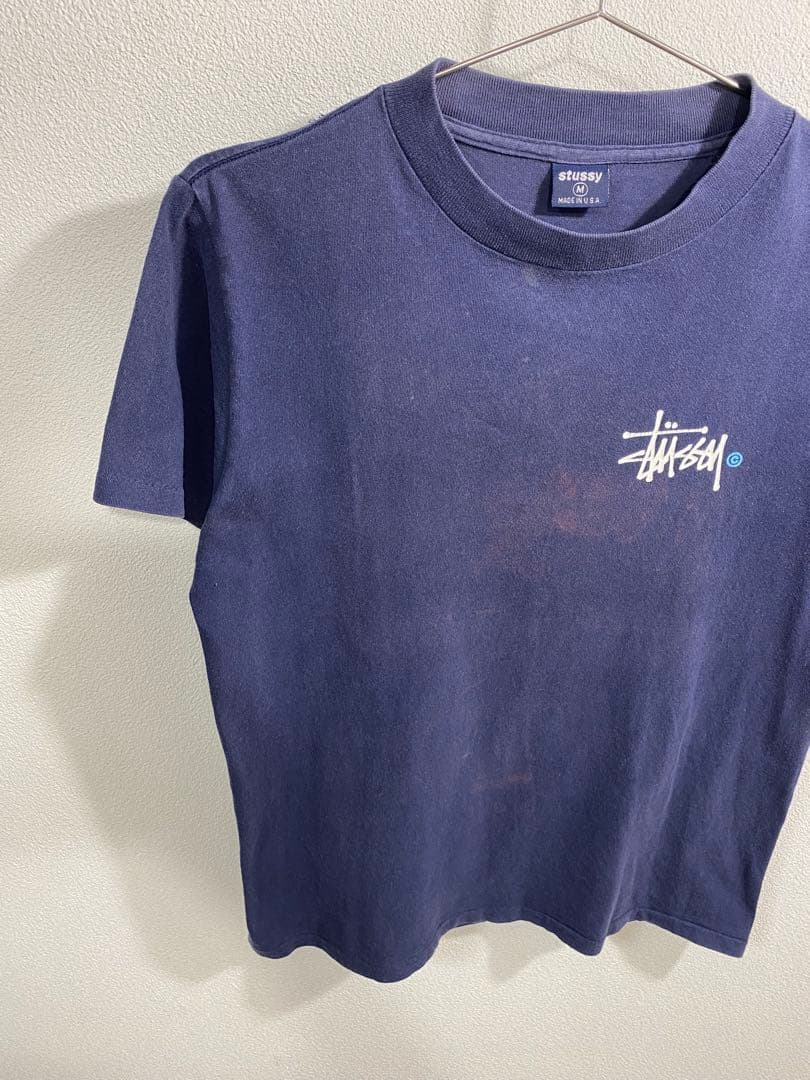 STUSSY 90's バックプリント Tシャツ ネイビー