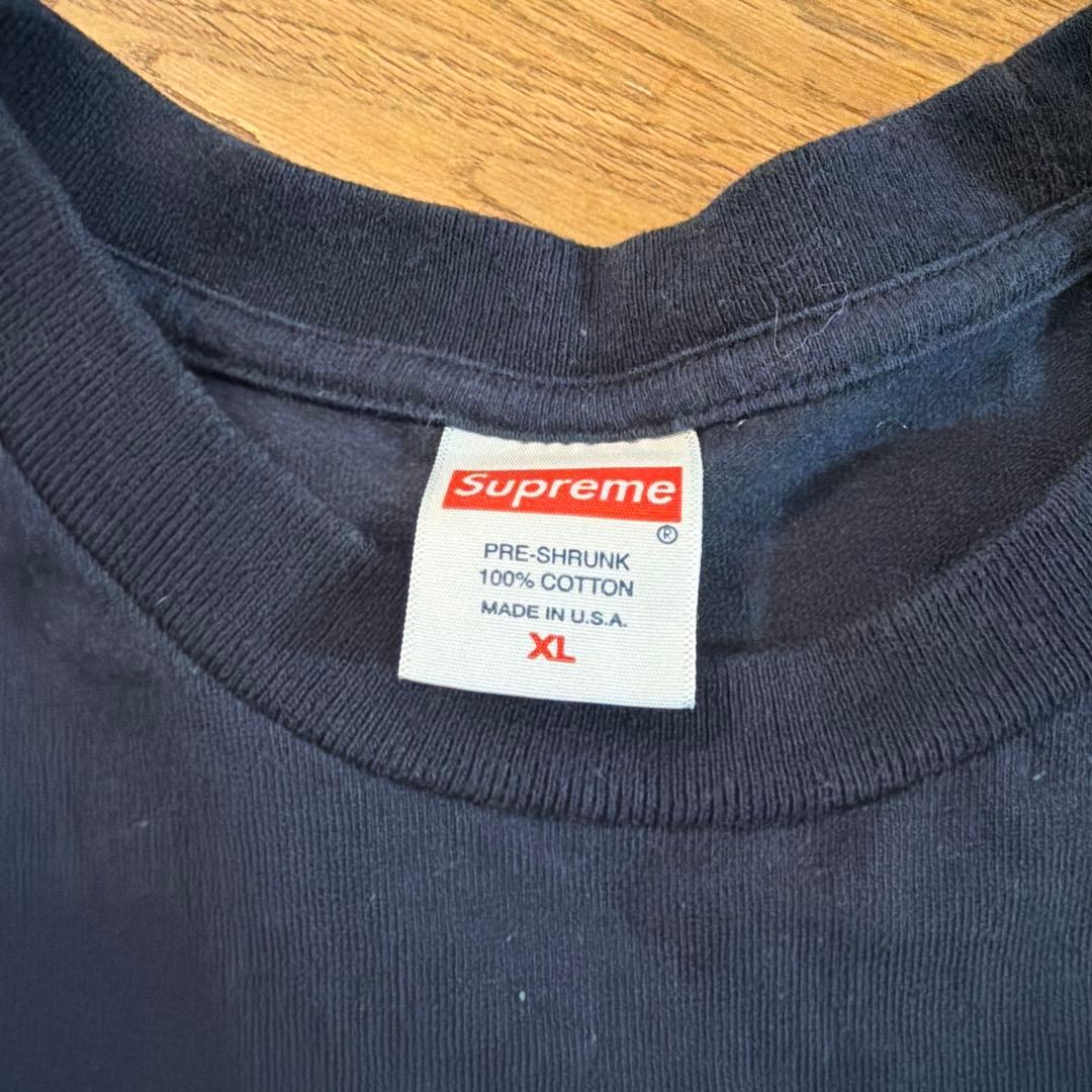 Supreme ロゴプリント Tシャツ XL ネイビー