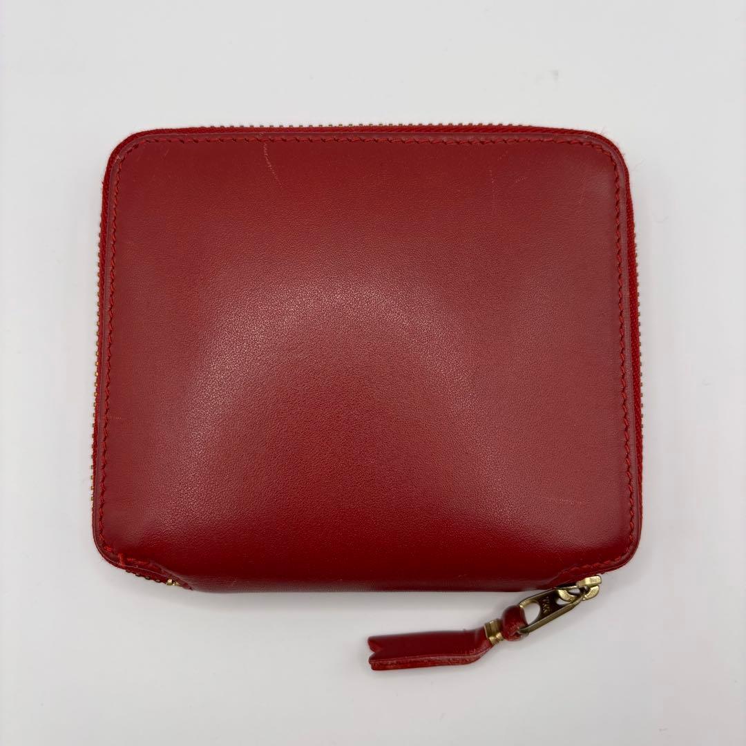 美品　comme des garcons 二つ折り財布　レッド　ラウンドジップ